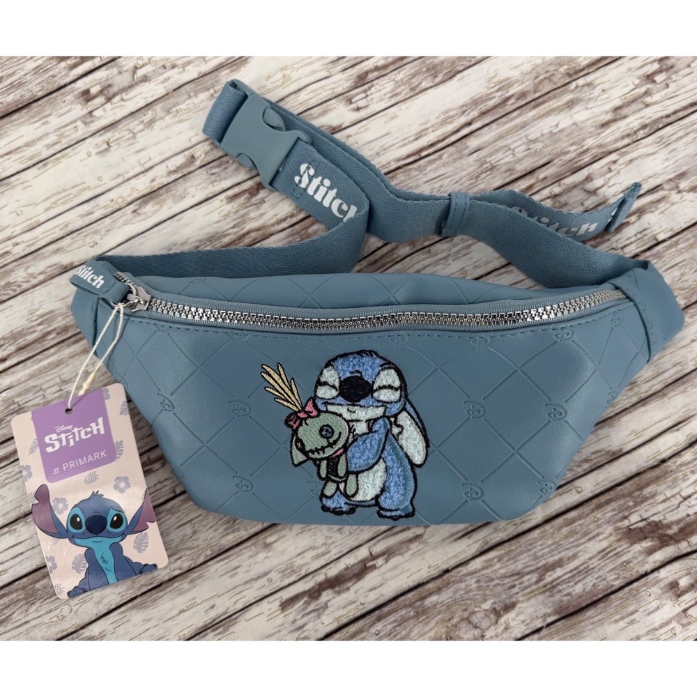 Disney Stitch at Primark Blue Faux Leather Fanny Pack Waist Bag NWT Scrump Patch